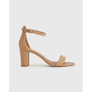 Quince Womens Italian Leather 65mm Block Heel Cashew Shoes 10